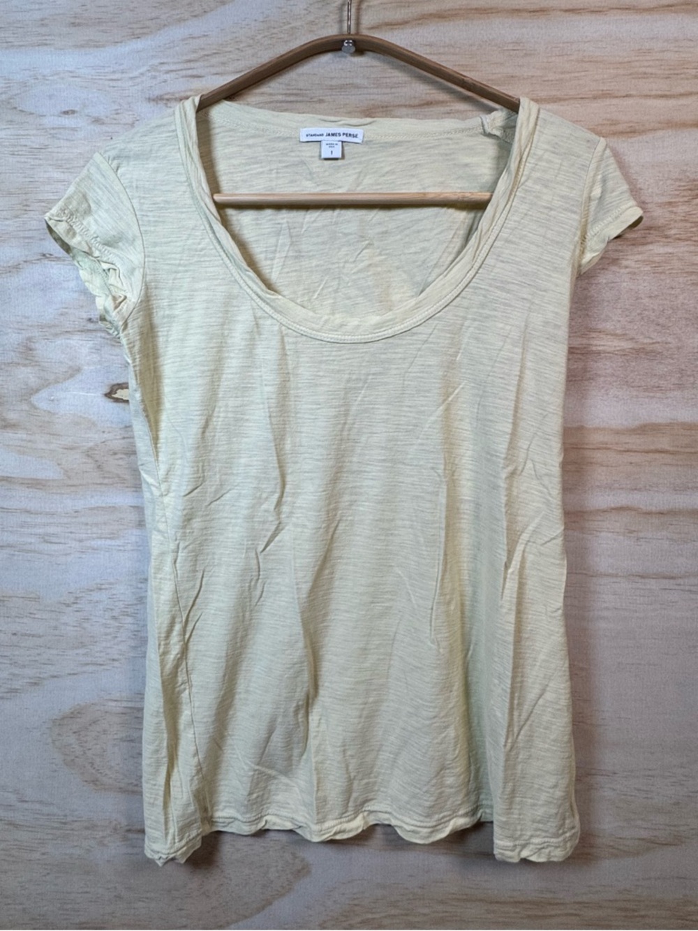 JAMES PERSE Butter Yellow Scoop Neck Short Sleeve T Size 1 (Sm) Elevated Basi
